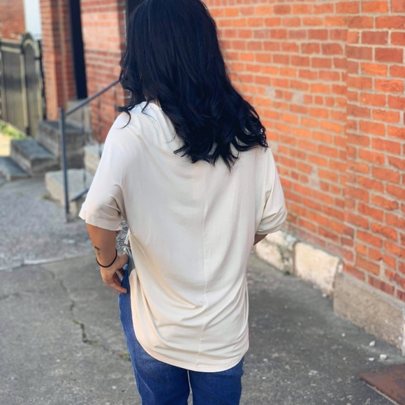 NWT Sage Cream Oversized Baggy Hi Low Top - Picture 7 of 9